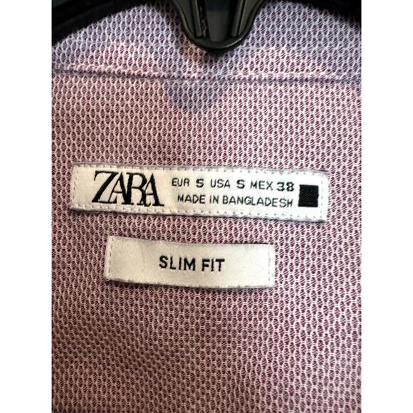 Purple Button Up Long Sleeve Zara Slim Fit Size Small - Picture 3 of 11